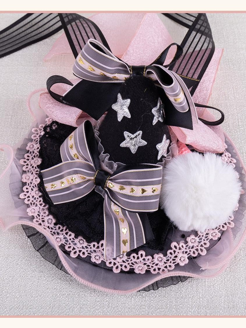 Stardust Rose Stardust Rose Lace Mini Witch Hat Lolita Women's Hair Clips