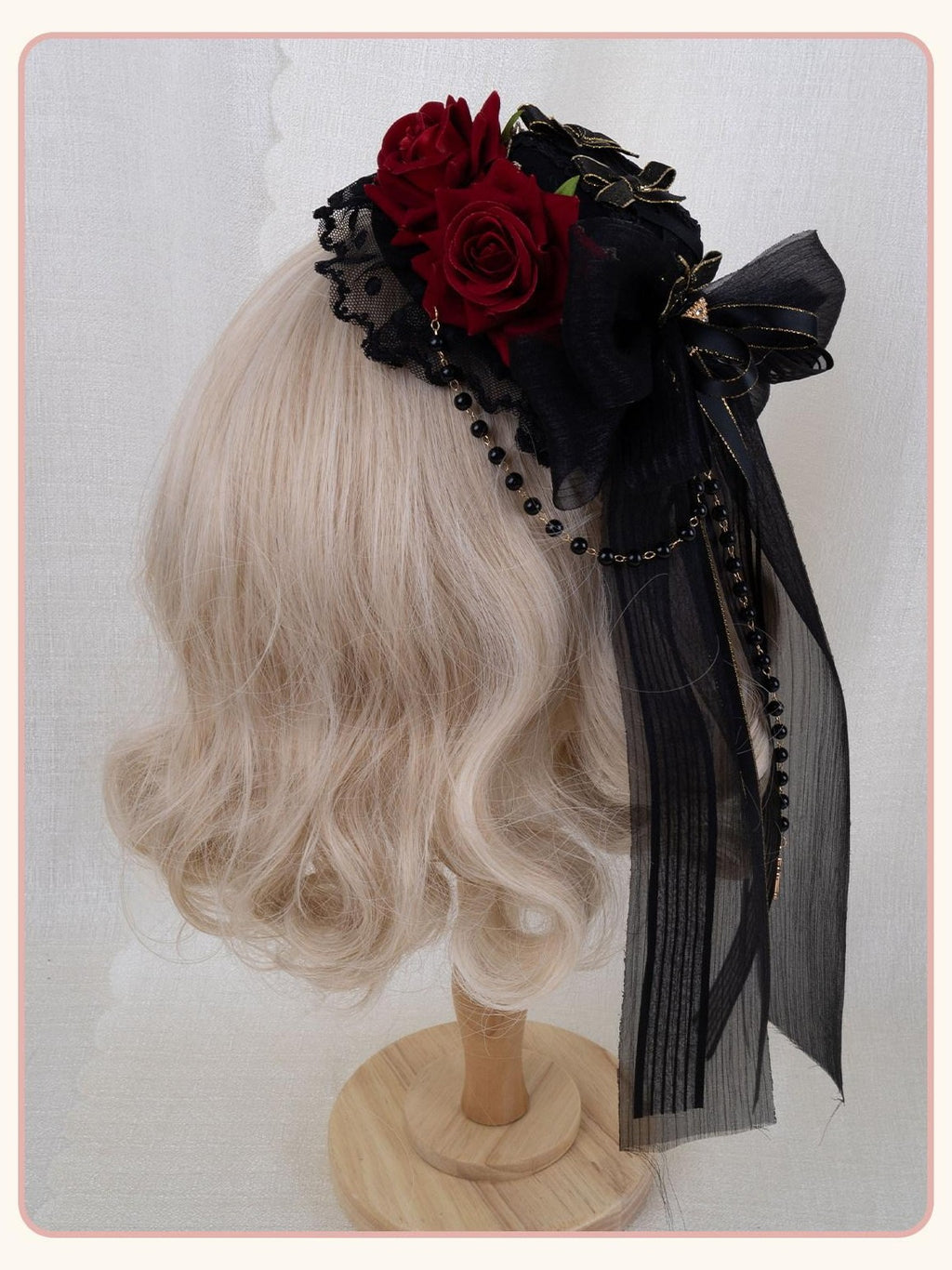 Stardust Rose Stardust Rose Lolita Dark Gothic Black Gold Mini Hat Women's Hair Clips