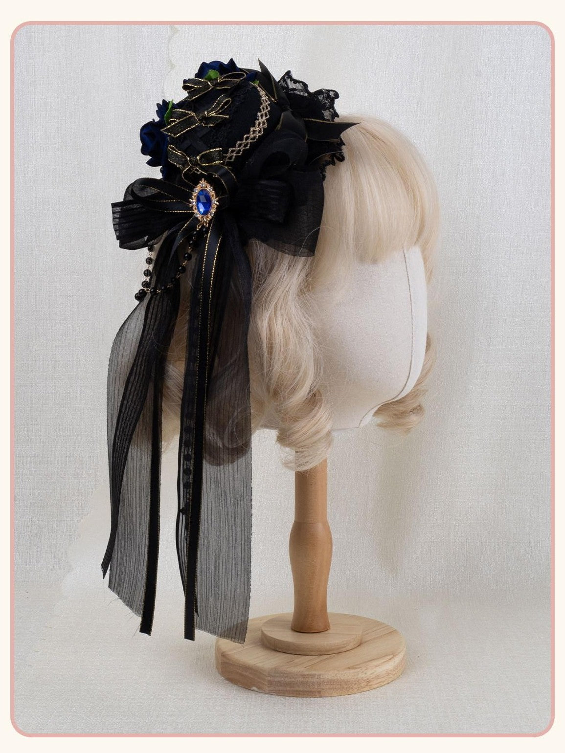 Stardust Rose Stardust Rose Lolita Dark Gothic Black Gold Mini Hat Women's Hair Clips