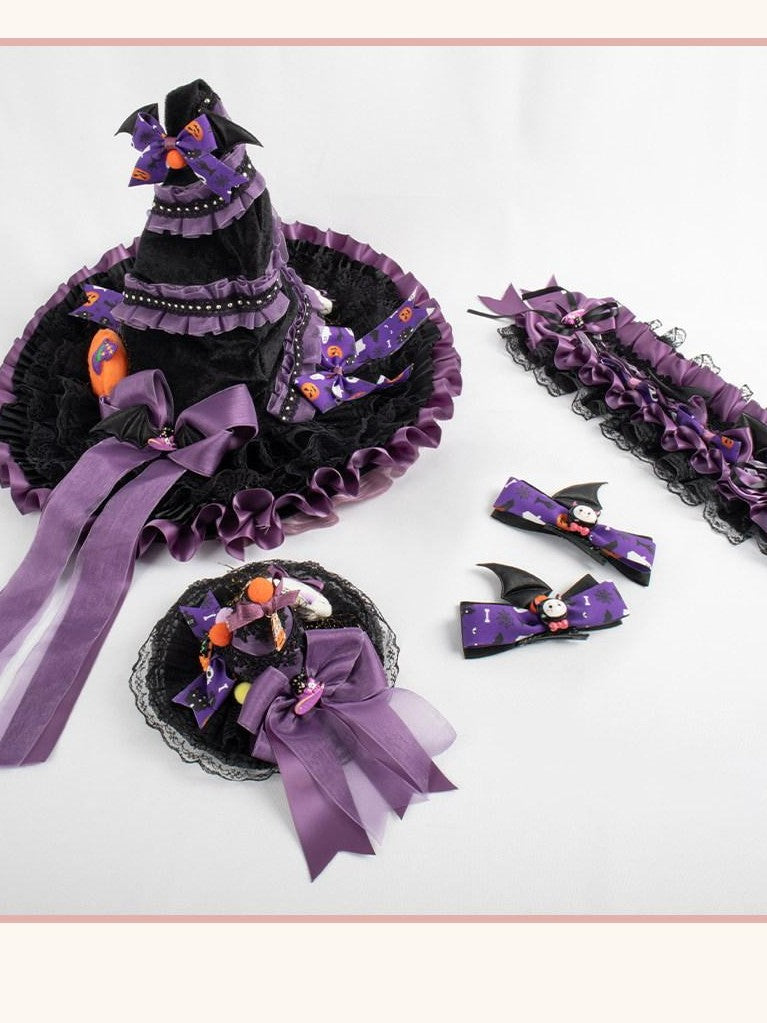 Stardust Rose Stardust Rose Lolita Lace Pumpkin Witch Hat Women's Kc / Headbands