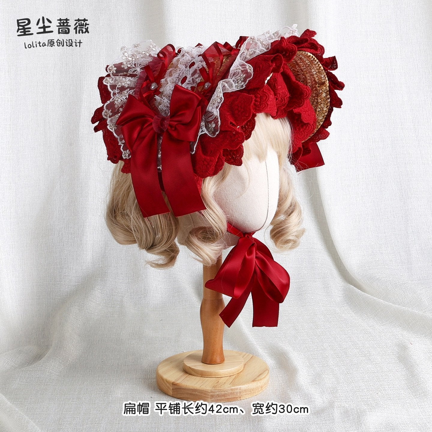 Stardust_Rose_Stardust_Rose_Lolita_Top_Hat_Bow_Long_Brim_Flat_Hat_Women's_Hair_Clips_977276968854_MISSTT