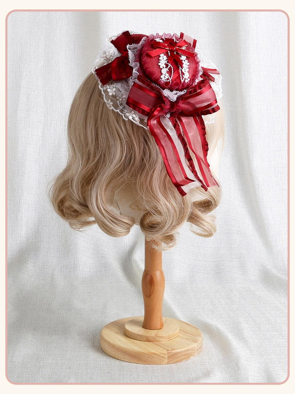 Stardust Rose Stardust Rose Lolita Top Hat Bow Long Brim Flat Hat Women's Hair Clips
