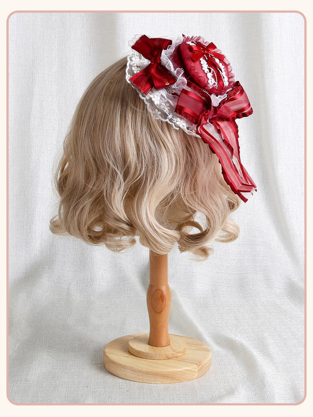Stardust Rose Stardust Rose Lolita Top Hat Bow Long Brim Flat Hat Women's Hair Clips