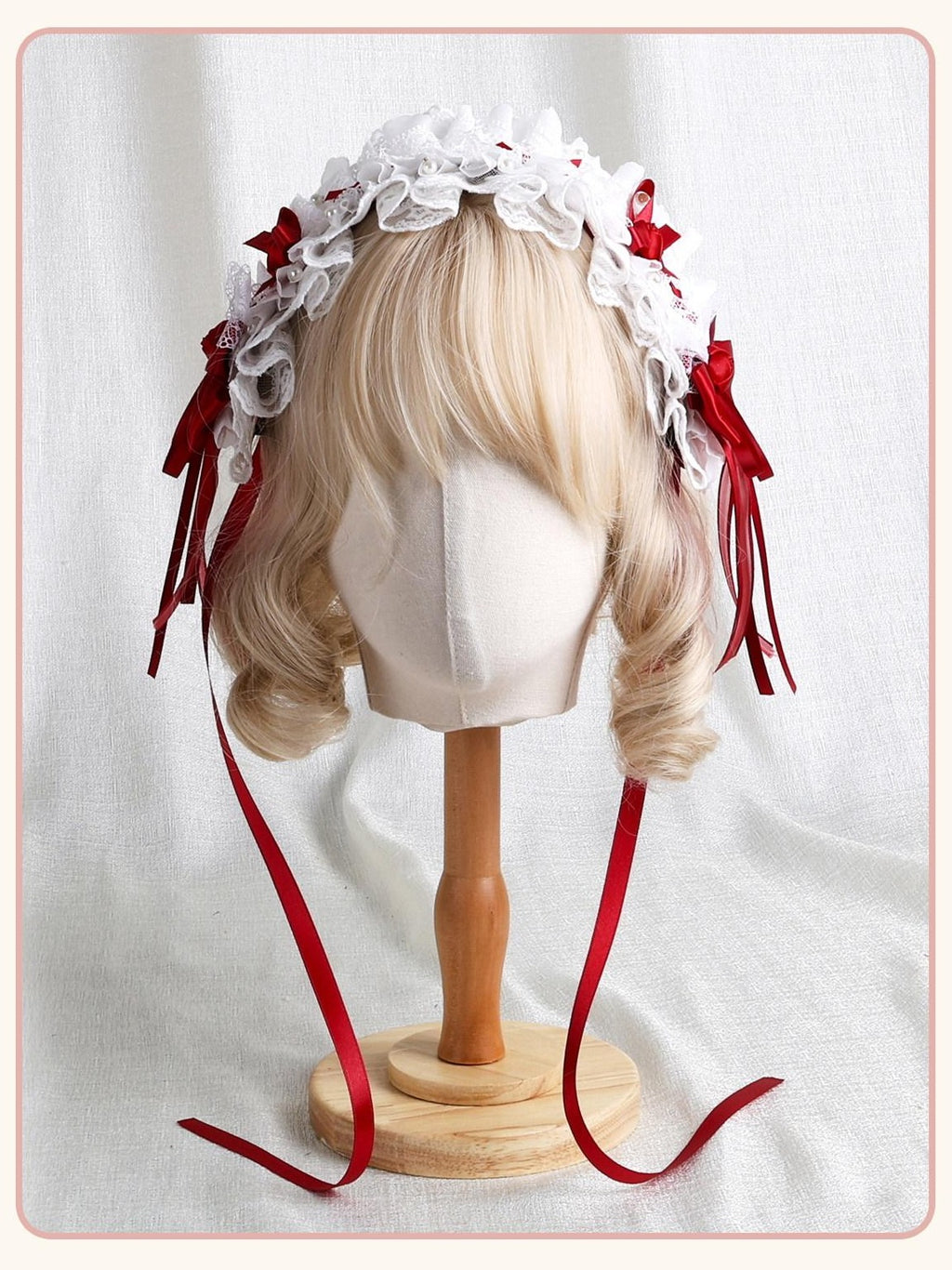 Stardust Rose Stardust Rose Lolita Top Hat Bow Long Brim Flat Hat Women's Hair Clips