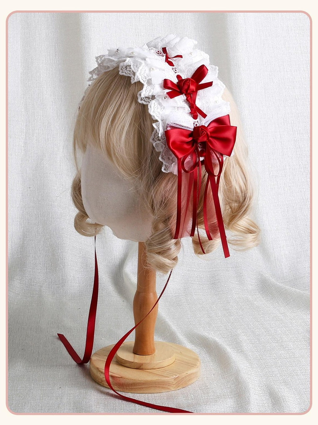 Stardust Rose Stardust Rose Lolita Top Hat Bow Long Brim Flat Hat Women's Hair Clips