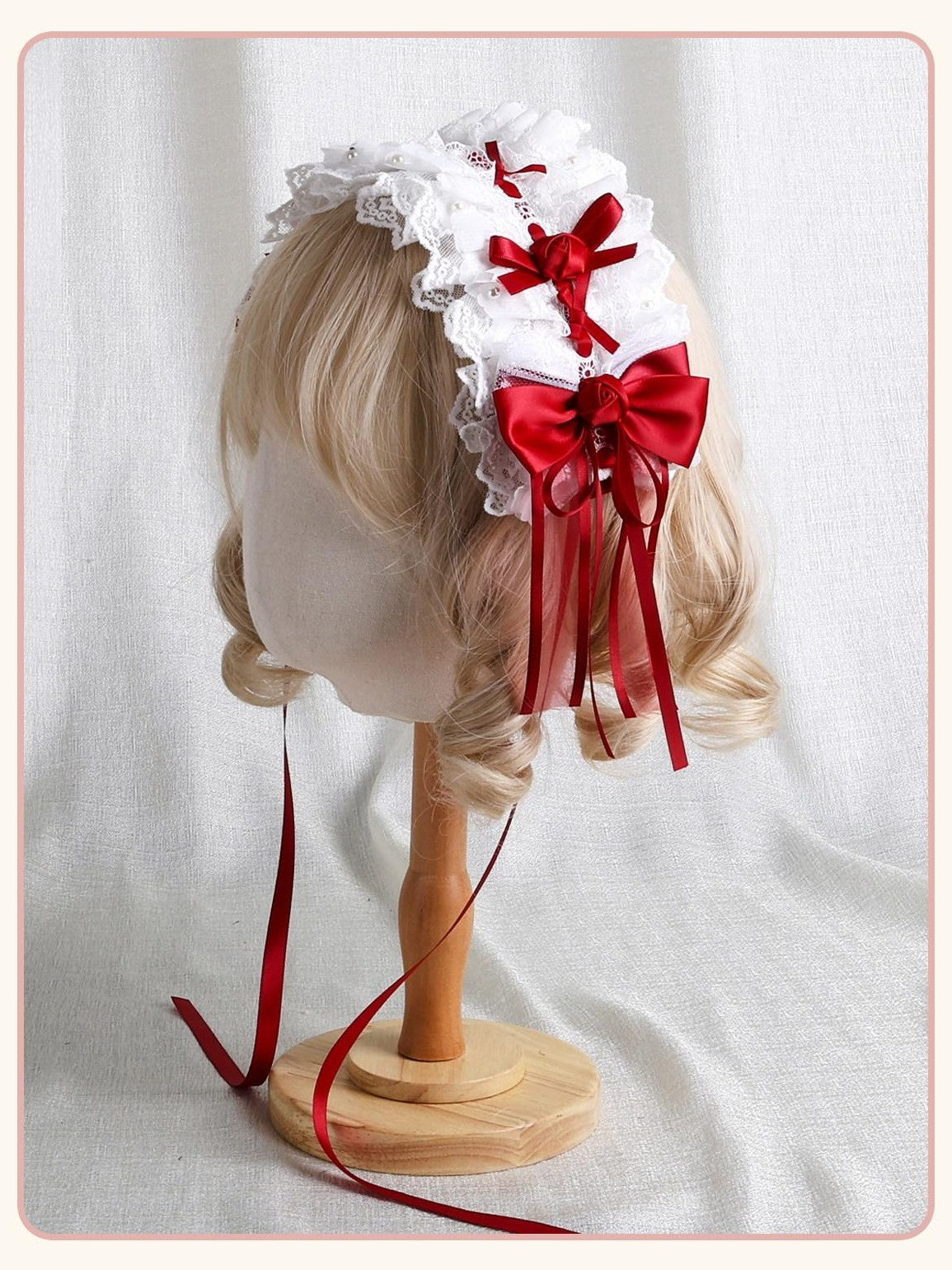 Stardust Rose Stardust Rose Lolita Top Hat Bow Long Brim Flat Hat Women's Hair Clips