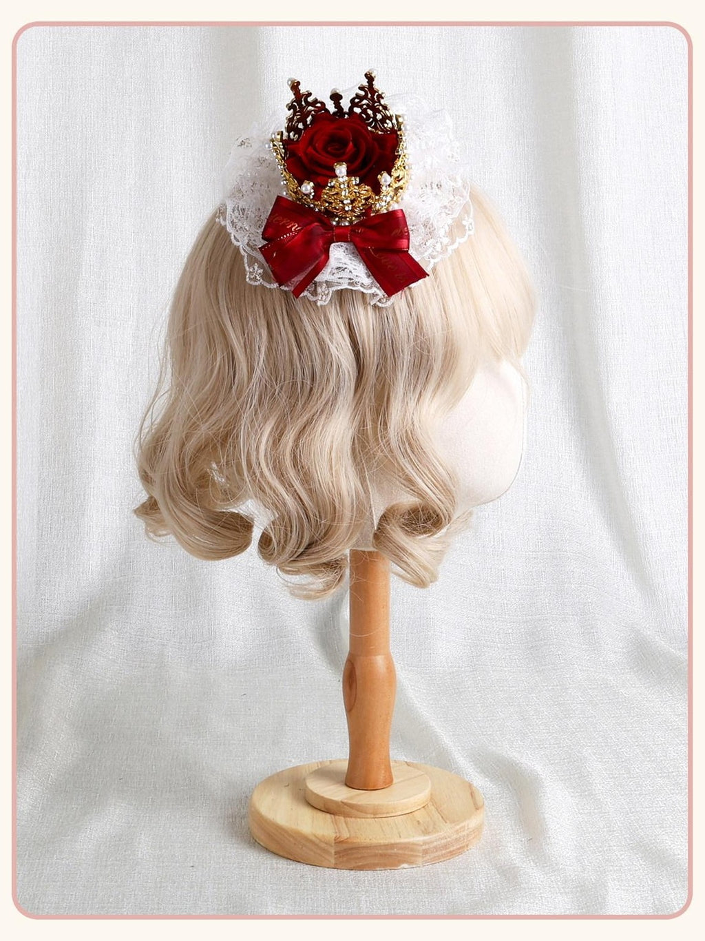 Stardust Rose Stardust Rose Lolita Top Hat Bow Long Brim Flat Hat Women's Hair Clips