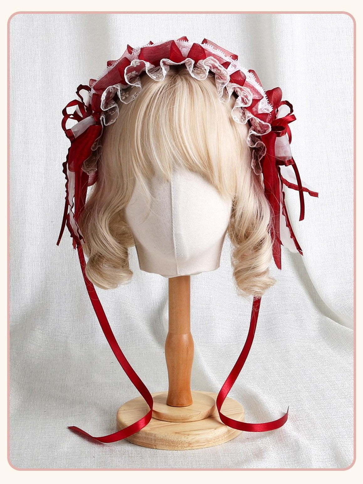 Stardust Rose Stardust Rose Lolita Top Hat Bow Long Brim Flat Hat Women's Hair Clips