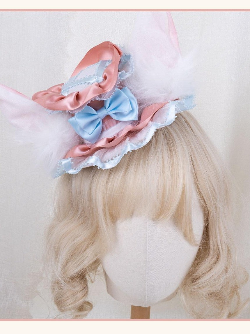 Stardust Rose Stardust Rose Pink Blue Animal Ear Lolita Women's Half Bonnets