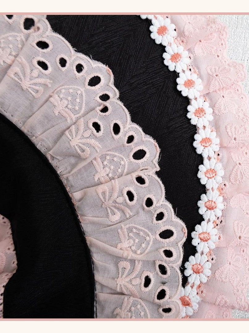Stardust Rose Stardust Rose Polka Dot Lolita Flat Beret Lace Bow Heart Women's Hair Clips