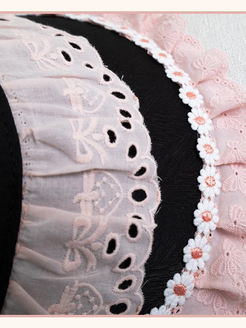 Stardust Rose Stardust Rose Polka Dot Lolita Flat Beret Lace Bow Heart Women's Hair Clips