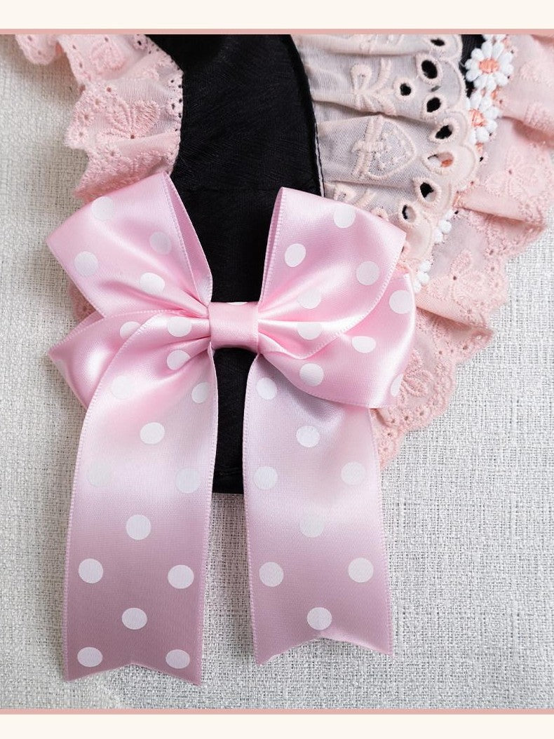 Stardust Rose Stardust Rose Polka Dot Lolita Flat Beret Lace Bow Heart Women's Hair Clips