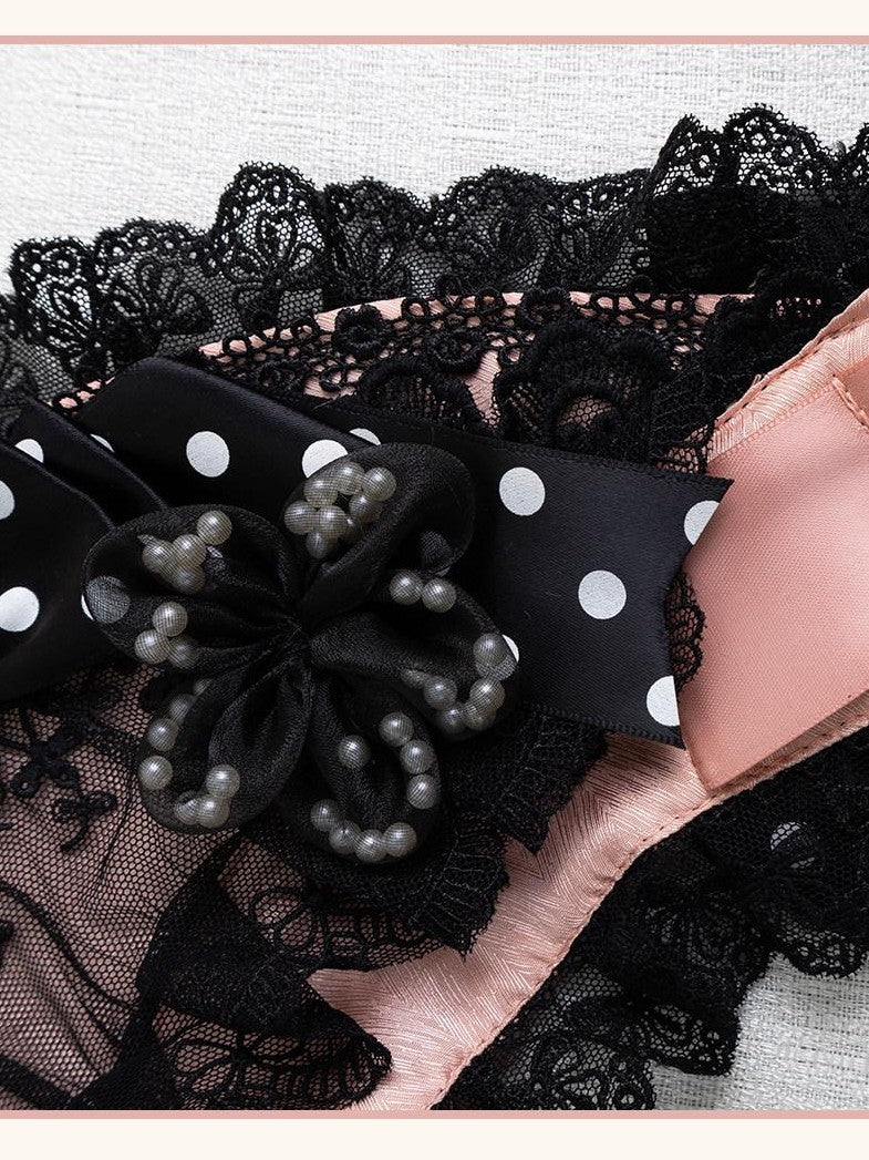 Stardust Rose Stardust Rose Polka Dot Lolita Flat Beret Lace Bow Heart Women's Hair Clips
