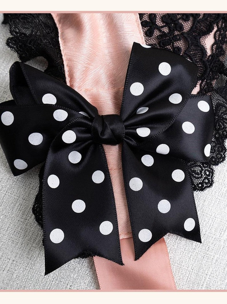 Stardust Rose Stardust Rose Polka Dot Lolita Flat Beret Lace Bow Heart Women's Hair Clips