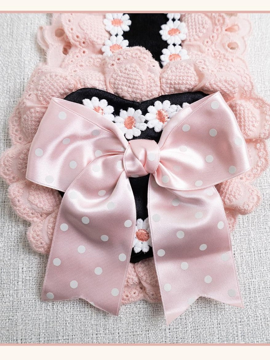 Stardust Rose Stardust Rose Polka Dot Lolita Flat Beret Lace Bow Heart Women's Hair Clips
