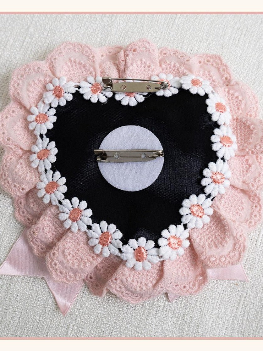 Stardust Rose Stardust Rose Polka Dot Lolita Flat Beret Lace Bow Heart Women's Hair Clips