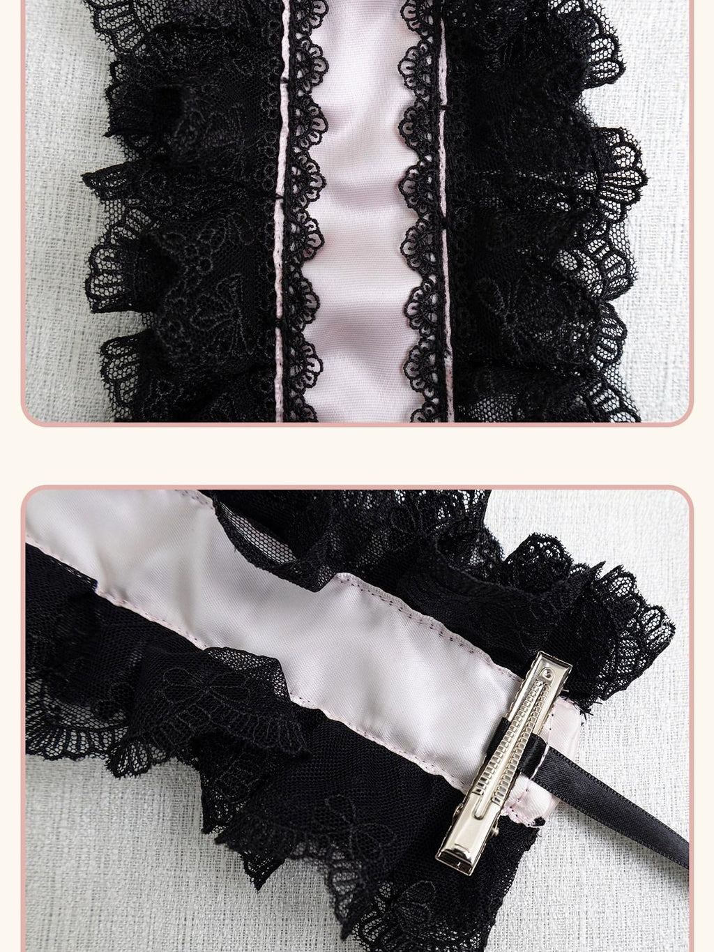 Stardust Rose Stardust Rose Polka Dot Lolita Flat Beret Lace Bow Heart Women's Hair Clips