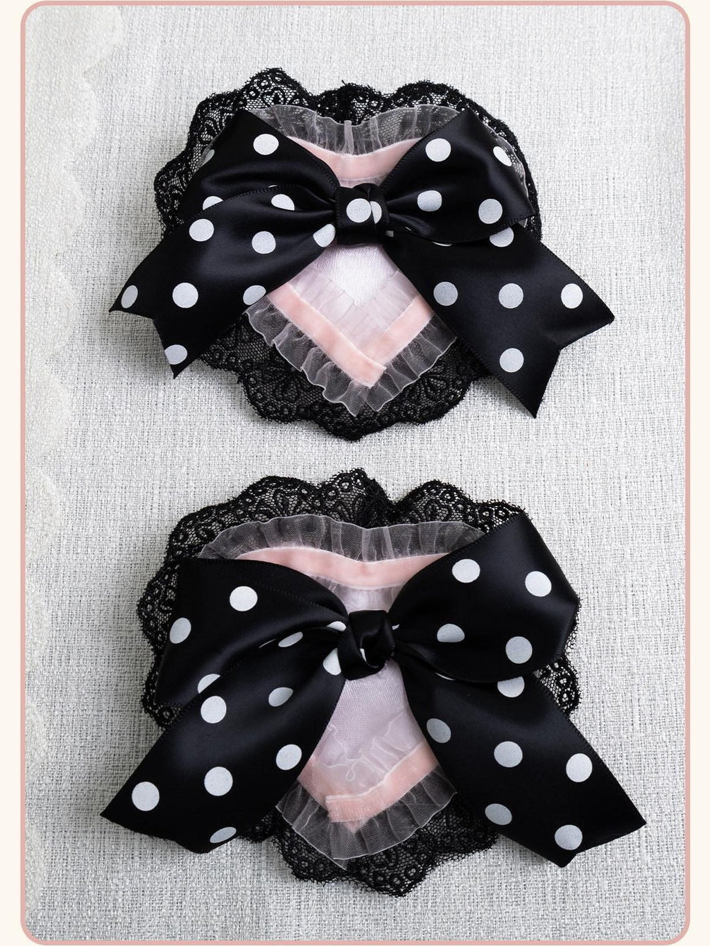 Stardust Rose Stardust Rose Polka Dot Lolita Flat Beret Lace Bow Heart Women's Hair Clips