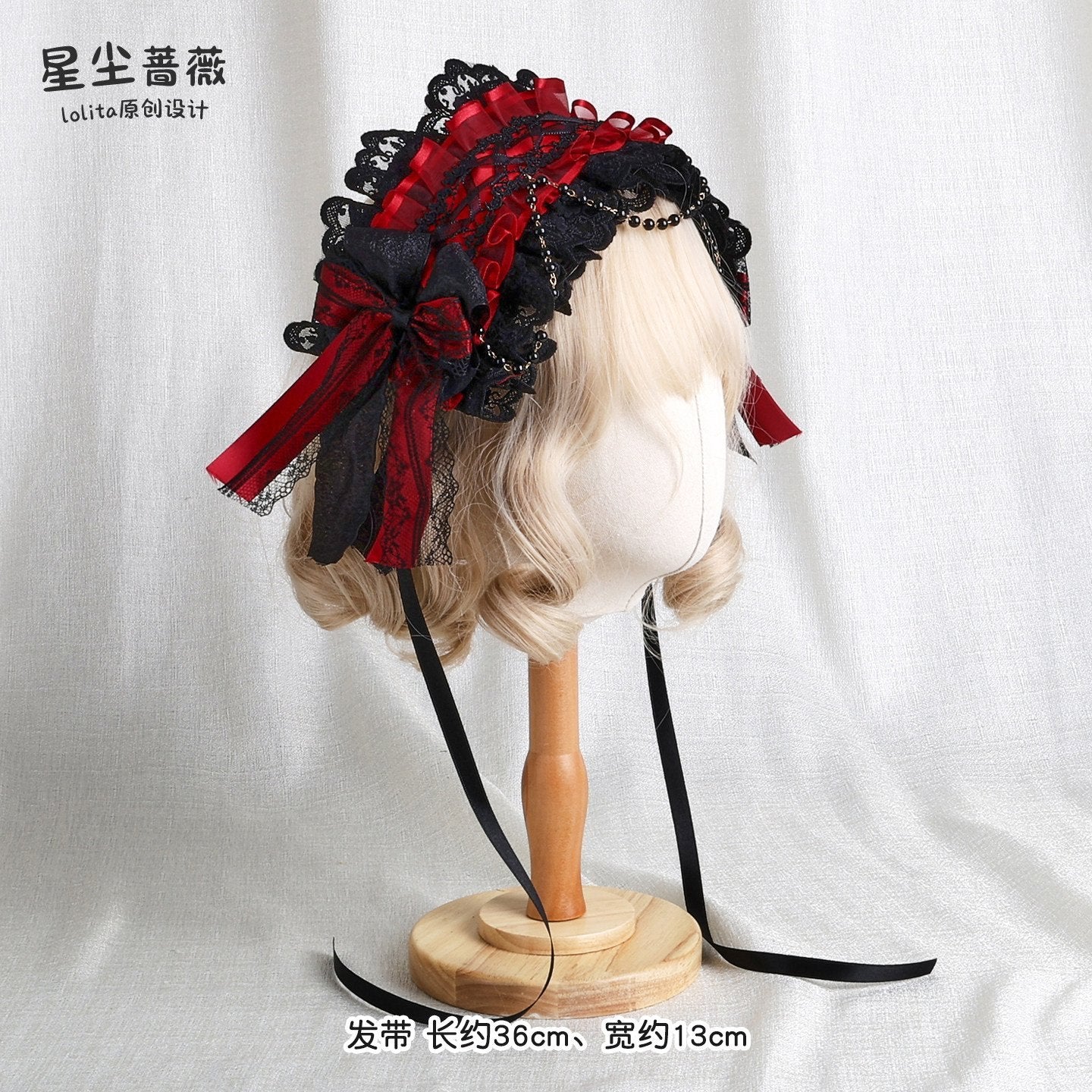 Stardust_Rose_Stardust_Rose_Red_Black_Lolita_Mini_Top_Hat_Flat_Hat_Women's_Hair_Clips_975404275374_MISSTT