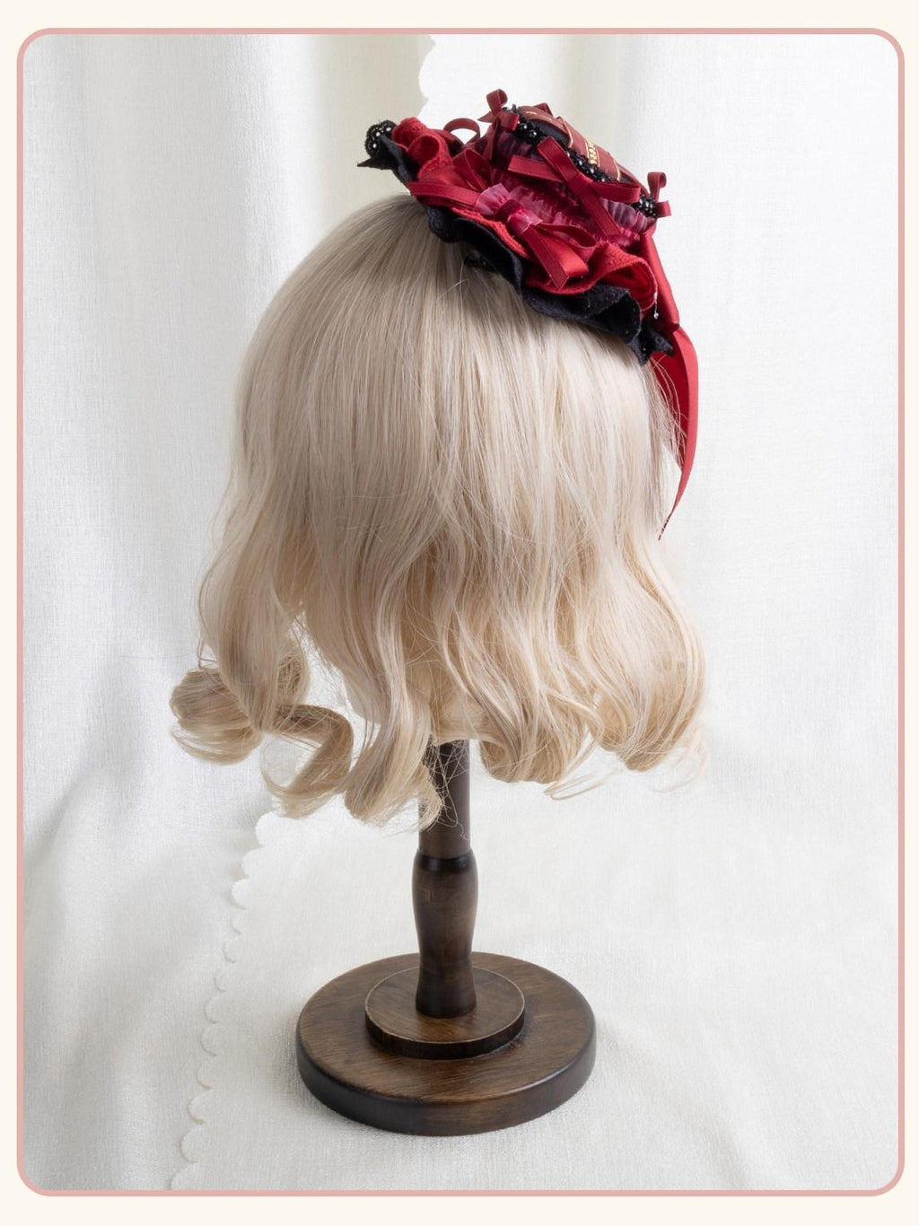 Stardust Rose Stardust Rose Scarlet Plaid Mini Top Hat Black Lace Women's Kc / Headbands
