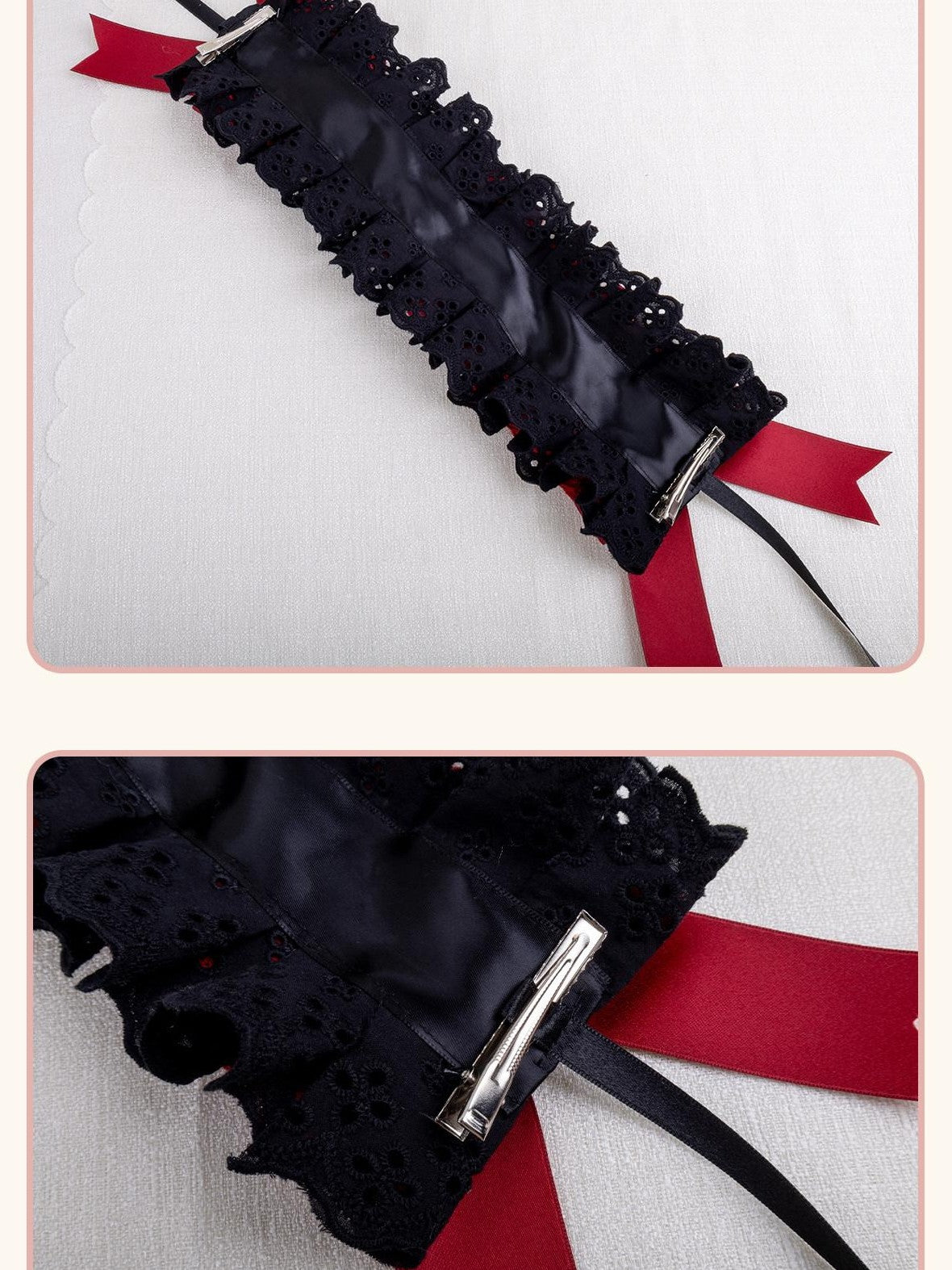 Stardust Rose Stardust Rose Scarlet Plaid Mini Top Hat Black Lace Women's Kc / Headbands