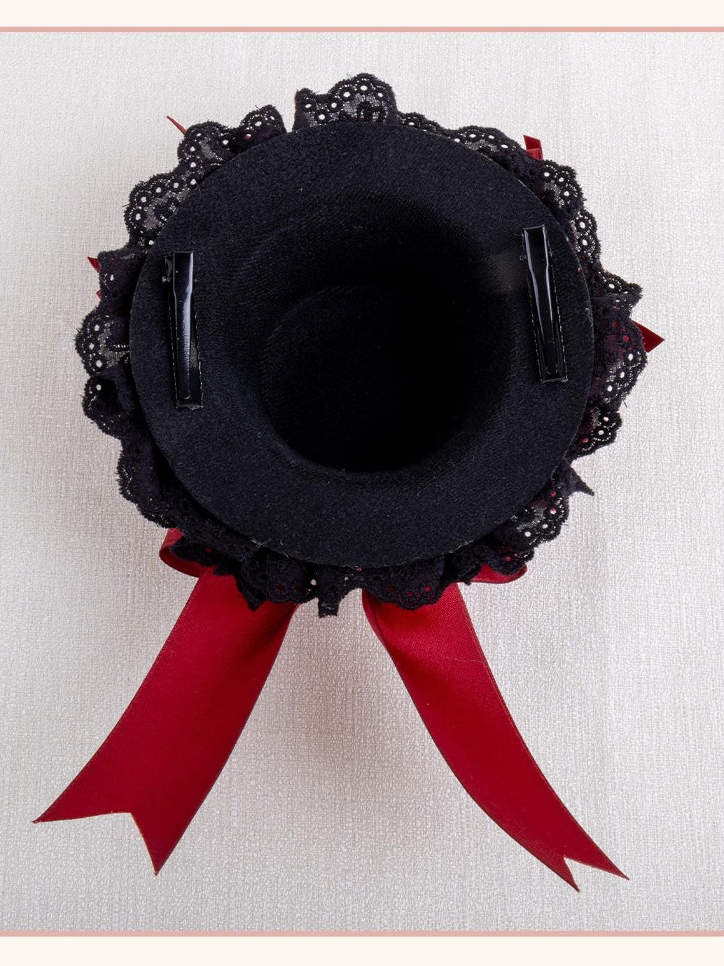 Stardust Rose Stardust Rose Scarlet Plaid Mini Top Hat Black Lace Women's Kc / Headbands