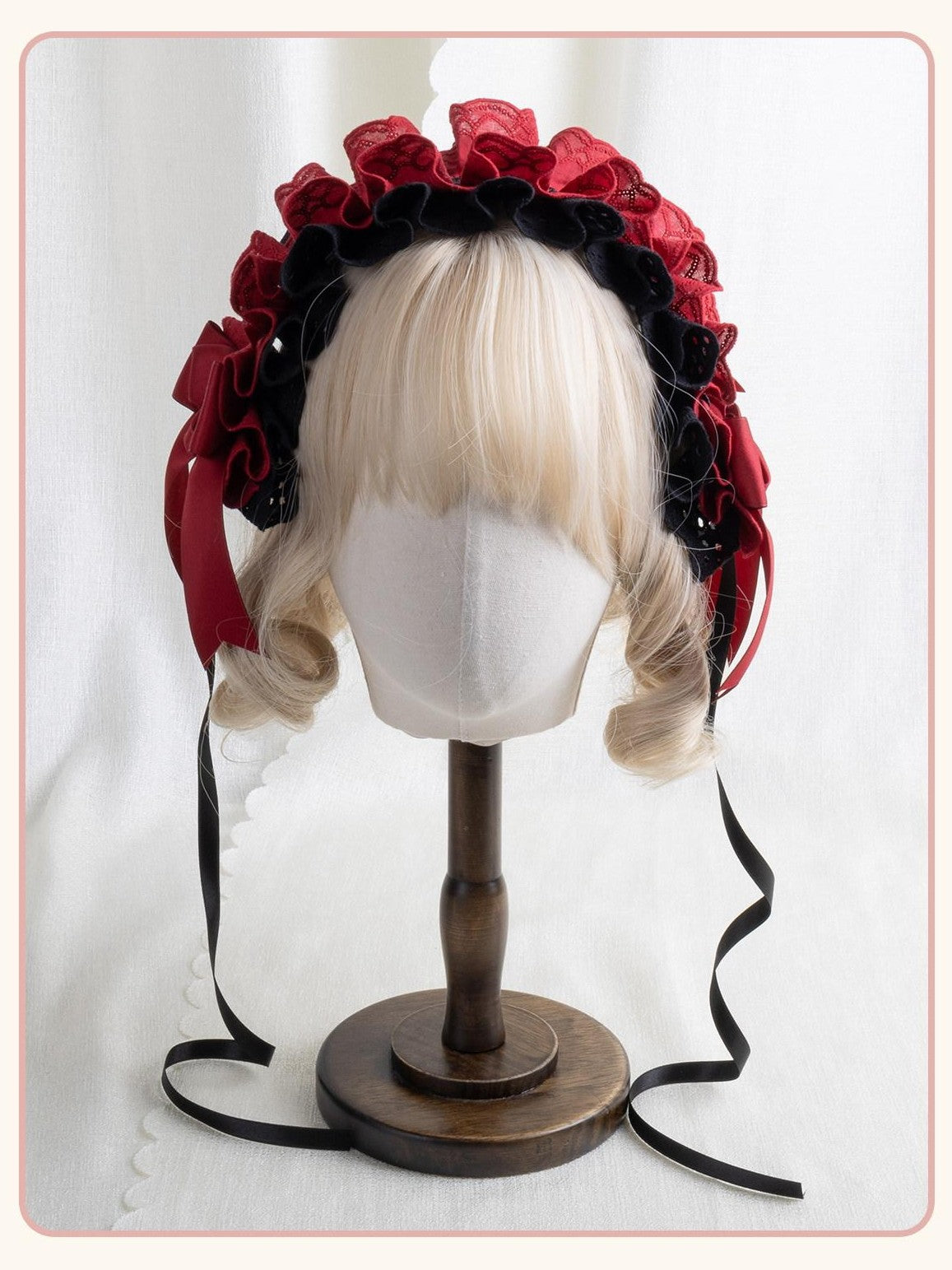 Stardust Rose Stardust Rose Scarlet Plaid Mini Top Hat Black Lace Women's Kc / Headbands