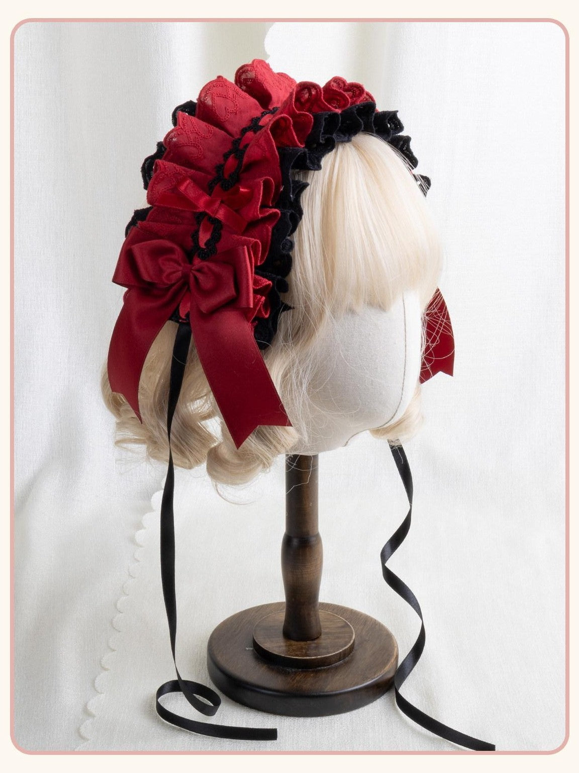 Stardust Rose Stardust Rose Scarlet Plaid Mini Top Hat Black Lace Women's Kc / Headbands