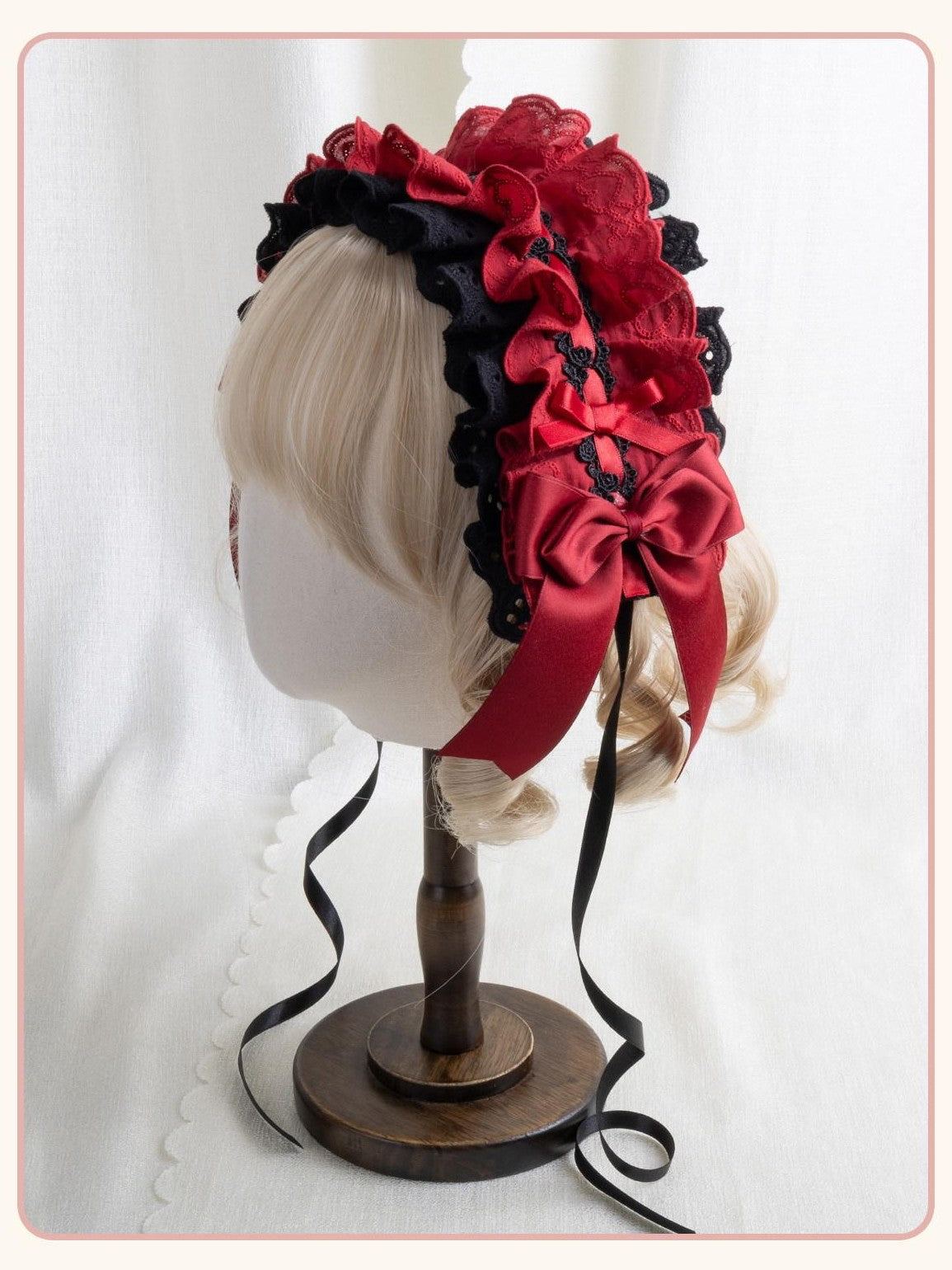 Stardust Rose Stardust Rose Scarlet Plaid Mini Top Hat Black Lace Women's Kc / Headbands