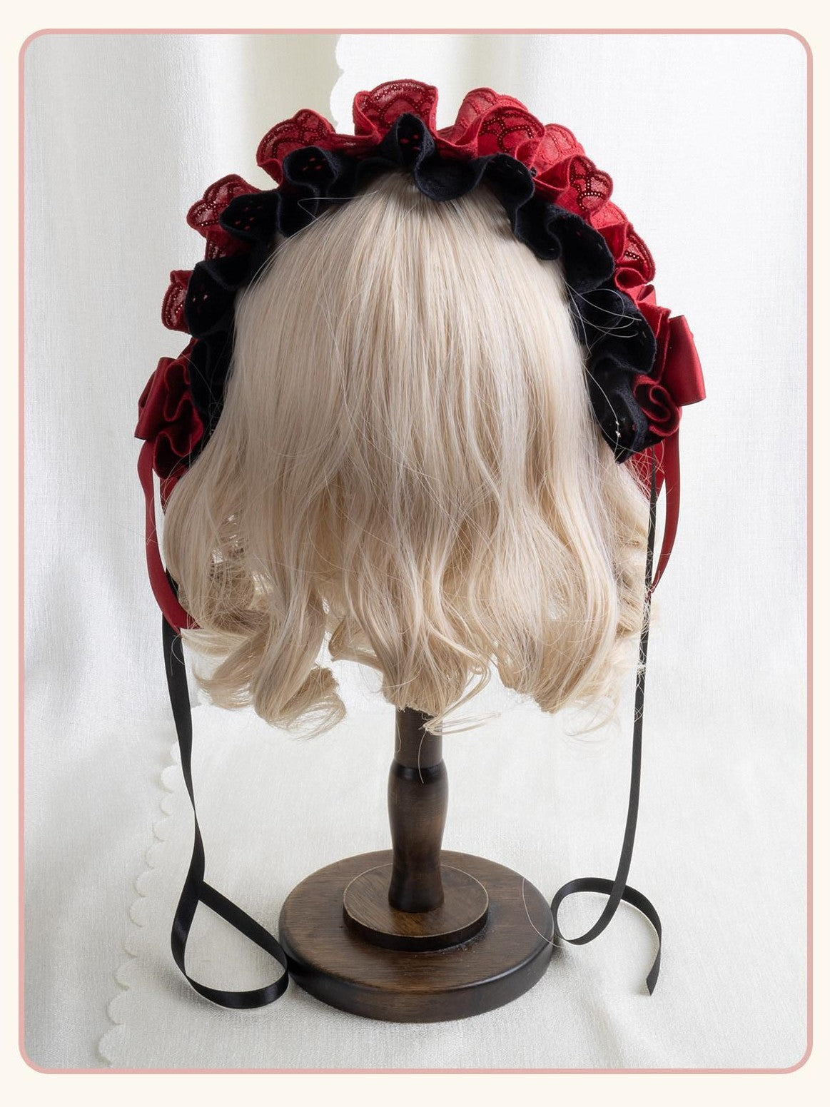 Stardust Rose Stardust Rose Scarlet Plaid Mini Top Hat Black Lace Women's Kc / Headbands