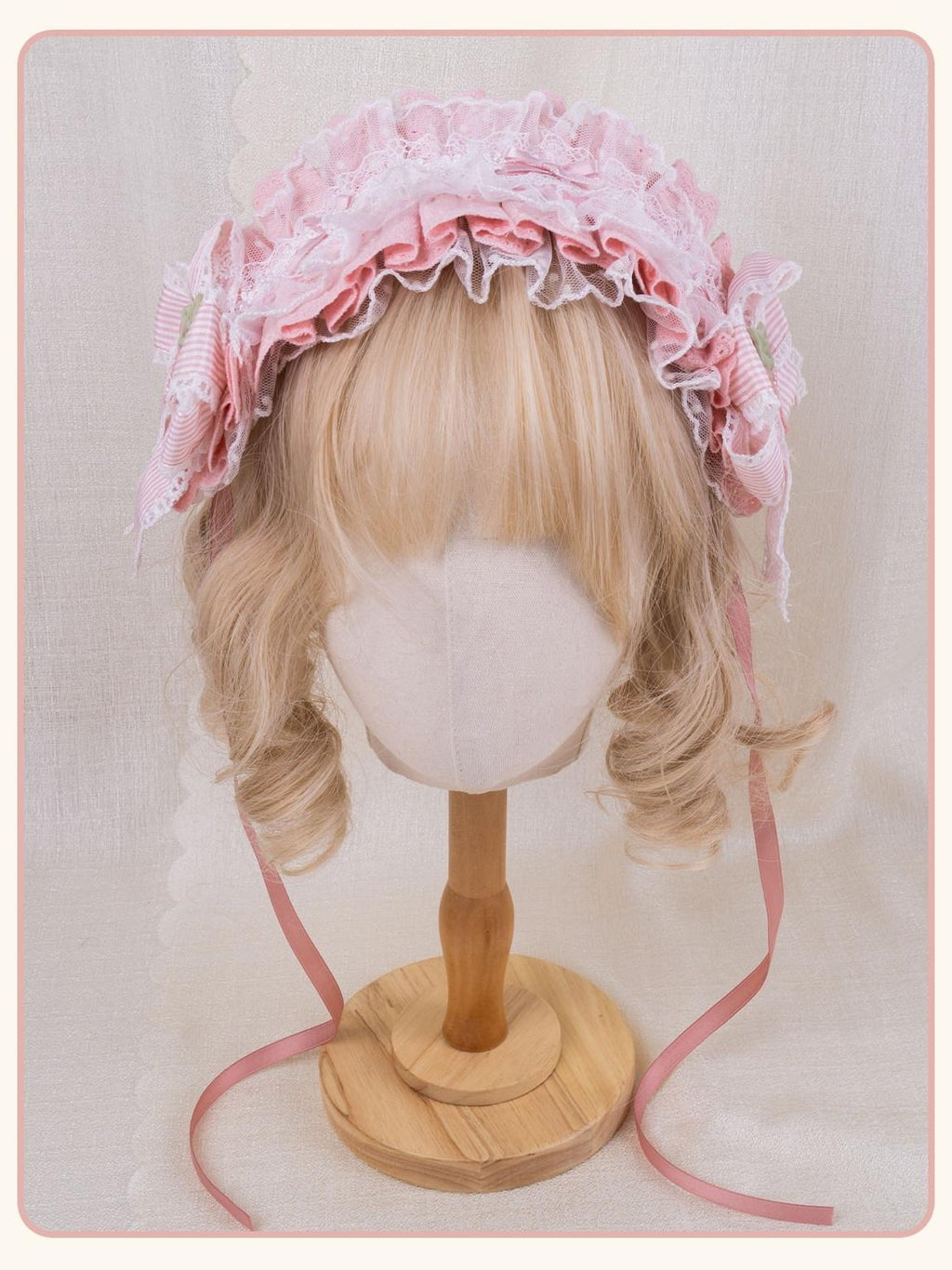 Stardust Rose Strawberry Rose Bow Woven Lolita Women's Lace Kc / Headbands
