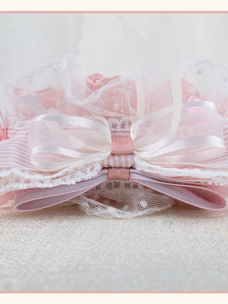 Stardust Rose Strawberry Rose Bow Woven Lolita Women's Lace Kc / Headbands