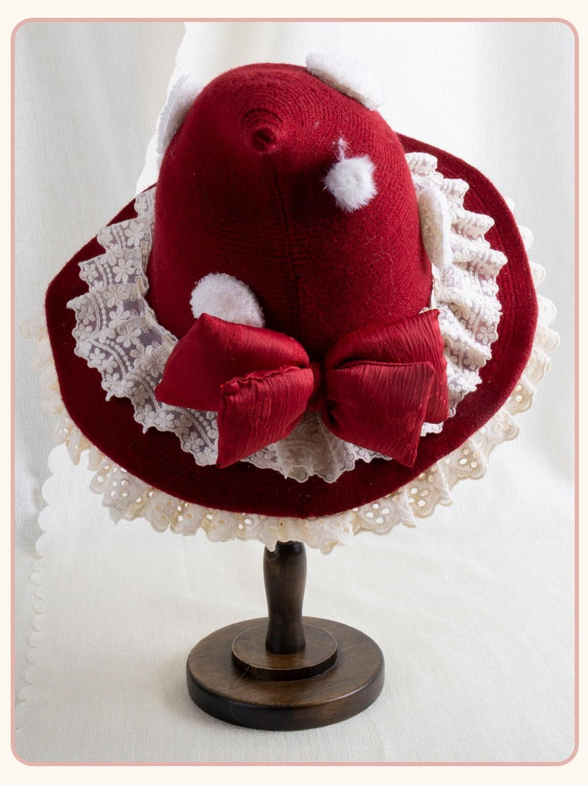 Stardust Rose Sweet Cloud Plush Lolita Red Riding Hood Fluffy Women's Full Bonnets