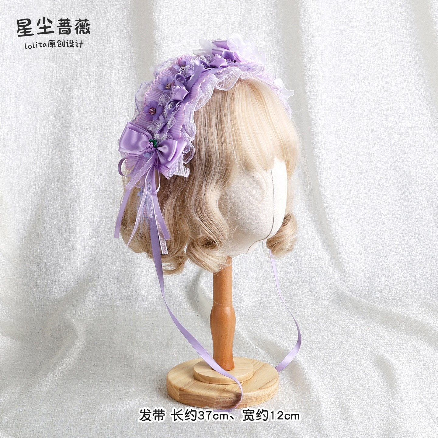 Stardust_Rose_Taro_Purple_Stardust_Rose_Bow_Top_Hat_Handmade_Lolita_Women's_Kc_/_Headbands_975896894064_MISSTT