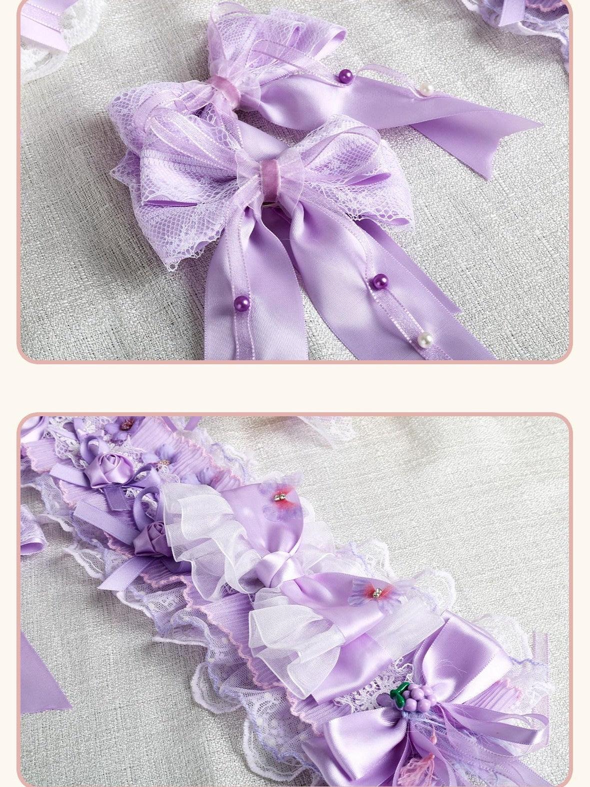 Stardust Rose Taro Purple Stardust Rose Bow Top Hat Handmade Lolita Women's Kc / Headbands