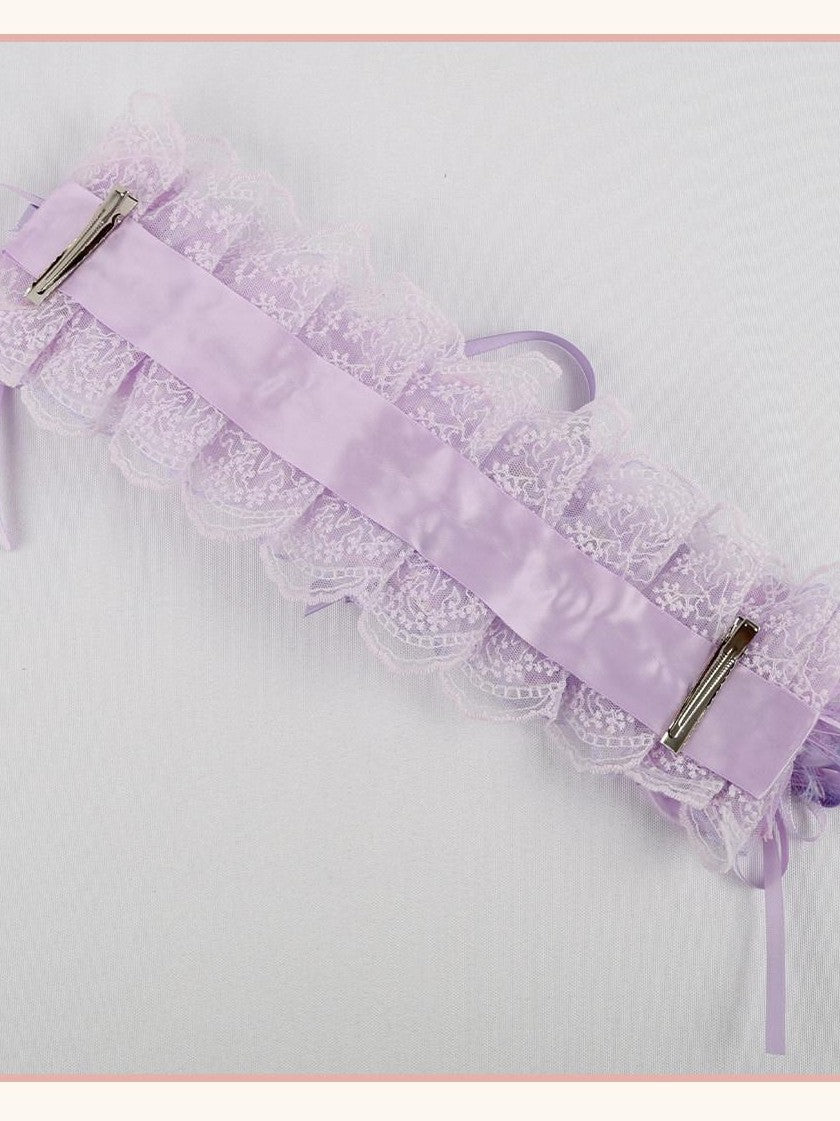 Stardust Rose Taro Purple Stardust Rose Bow Top Hat Handmade Lolita Women's Kc / Headbands