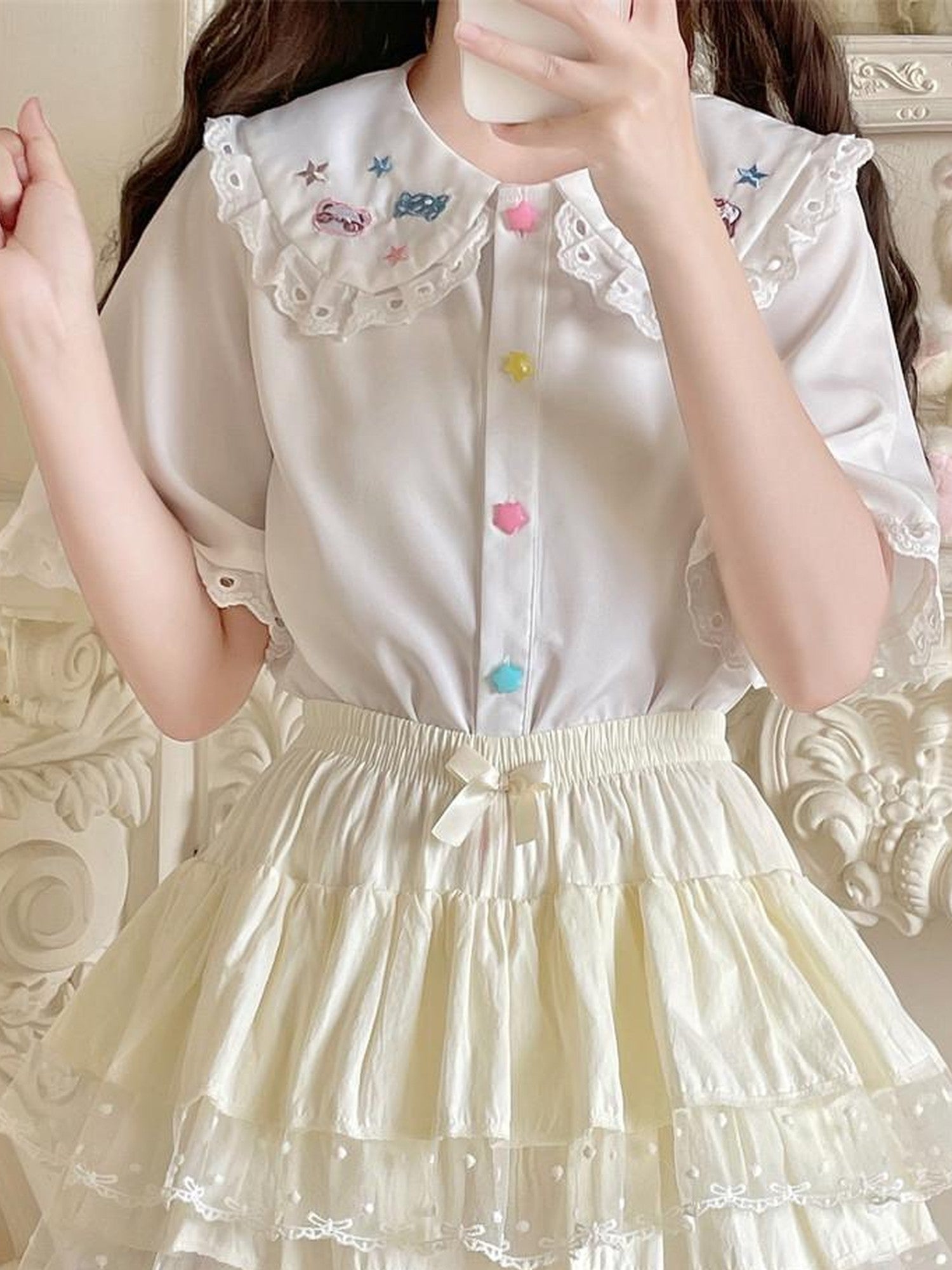 Sugar Girl Ballet Inspired Lace Trim High Waist Puff Women's Lace Skirts