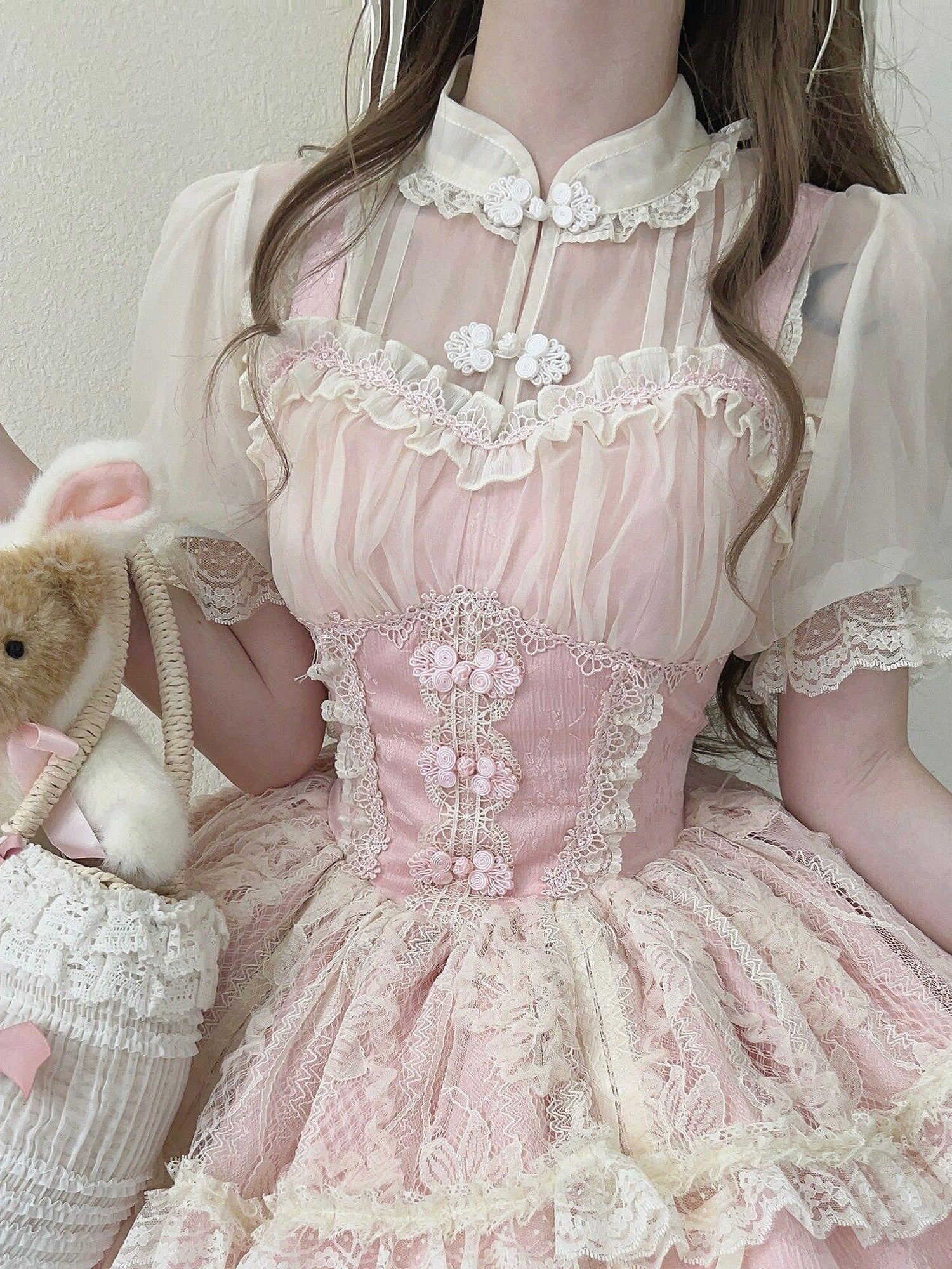 Sugar Girl Ballet Lolita Spaghetti Strap High Waist Women's Chiffon Jsk / Jumper Skirts