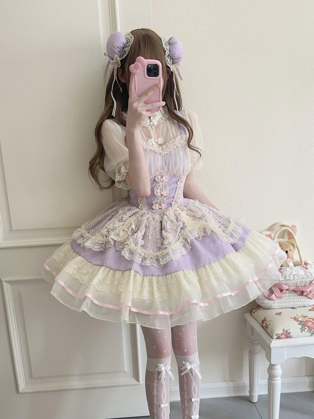 Sugar Girl Ballet Lolita Spaghetti Strap High Waist Women's Chiffon Jsk / Jumper Skirts