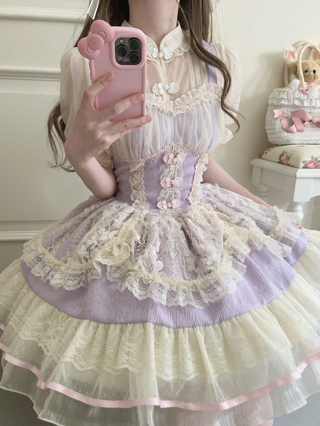 Sugar Girl Ballet Lolita Spaghetti Strap High Waist Women's Chiffon Jsk / Jumper Skirts