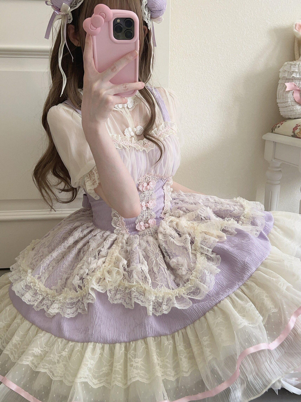 Sugar Girl Ballet Lolita Spaghetti Strap High Waist Women's Chiffon Jsk / Jumper Skirts
