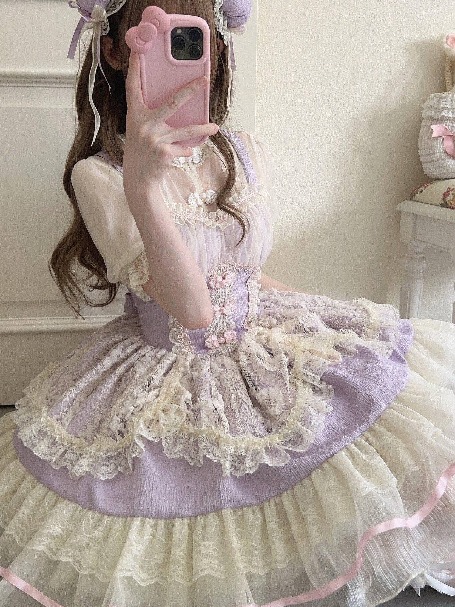 Sugar Girl Ballet Lolita Spaghetti Strap High Waist Women's Chiffon Jsk / Jumper Skirts