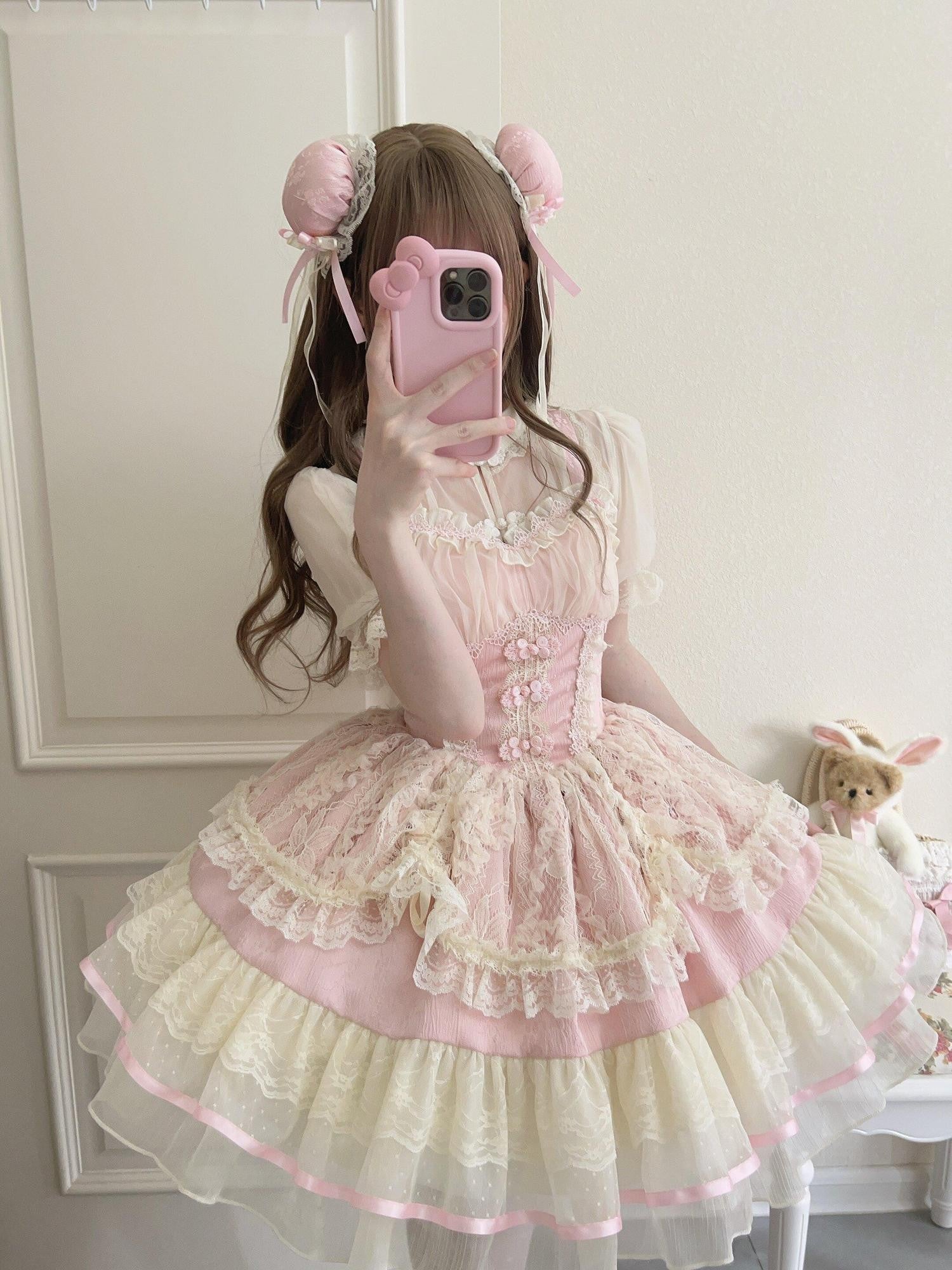 Sugar Girl Ballet Lolita Spaghetti Strap High Waist Women's Chiffon Jsk / Jumper Skirts
