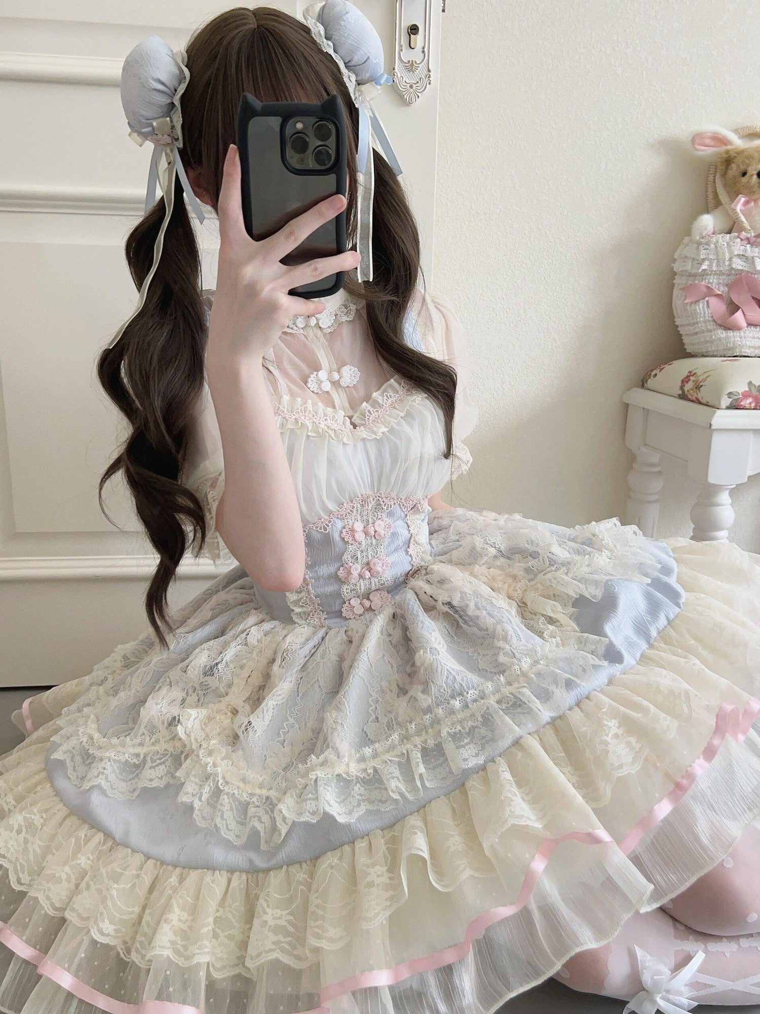 Sugar Girl Ballet Lolita Spaghetti Strap High Waist Women's Chiffon Jsk / Jumper Skirts