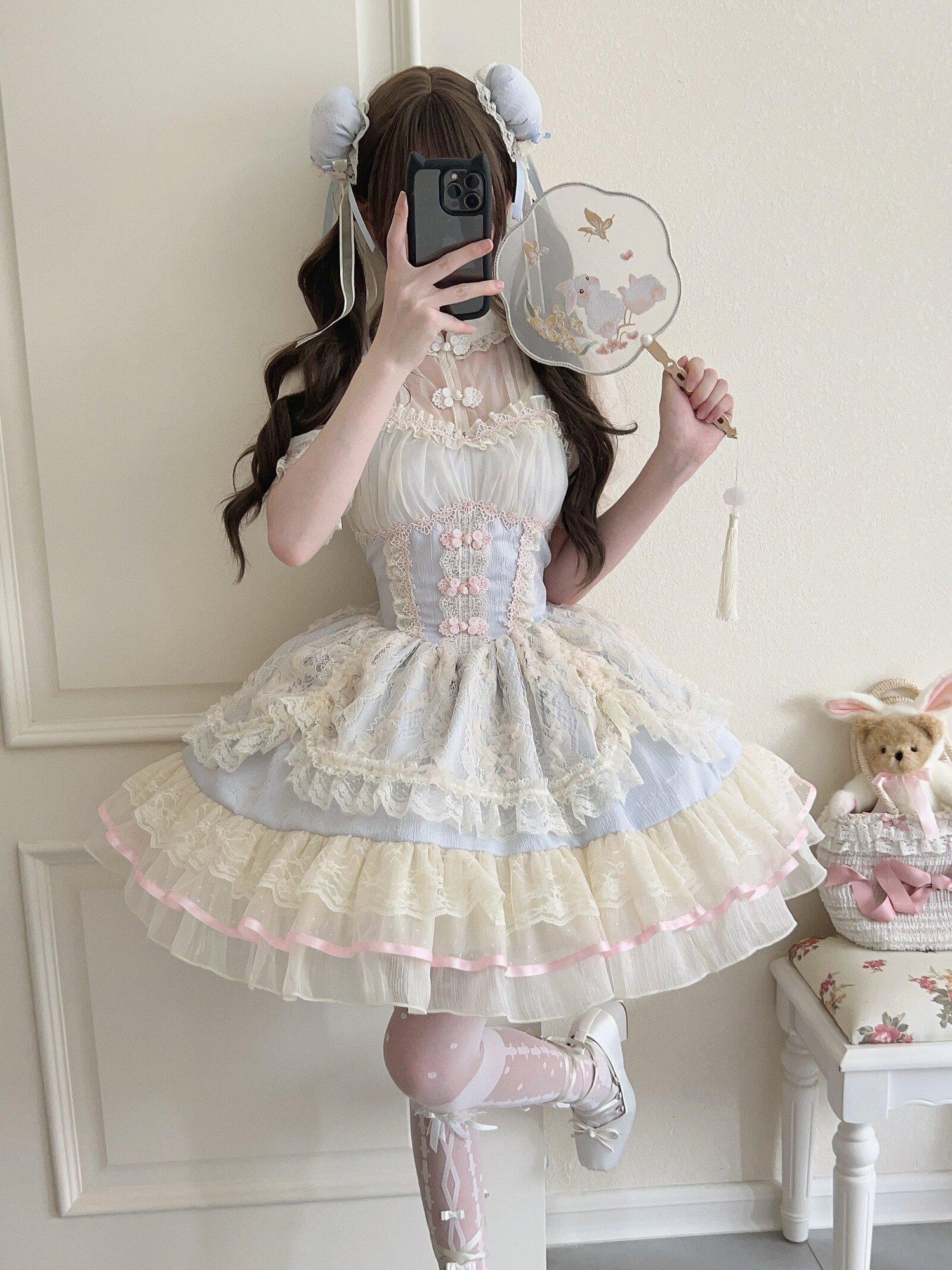 Sugar Girl Ballet Lolita Spaghetti Strap High Waist Women's Chiffon Jsk / Jumper Skirts