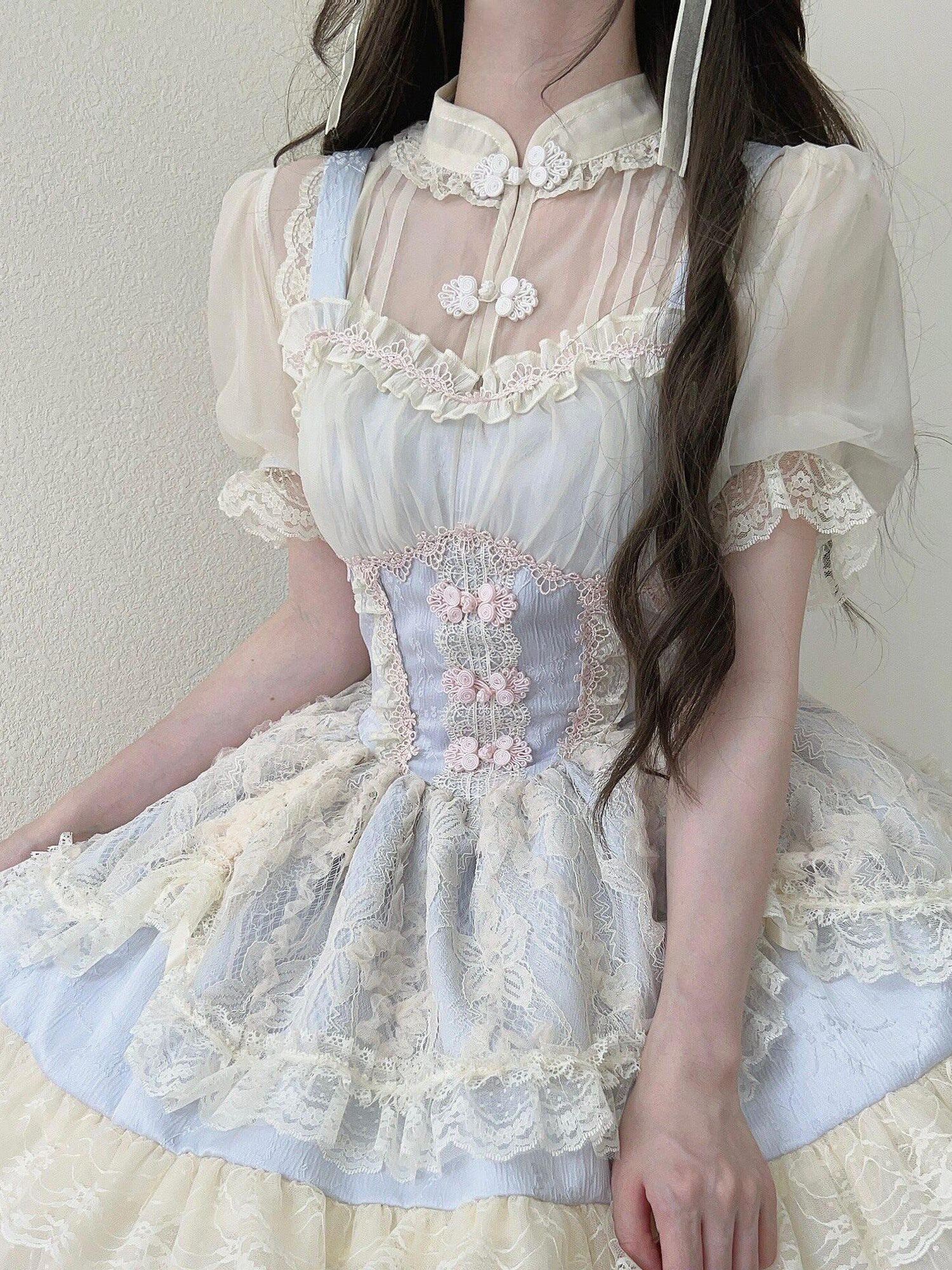 Sugar Girl Ballet Lolita Spaghetti Strap High Waist Women's Chiffon Jsk / Jumper Skirts