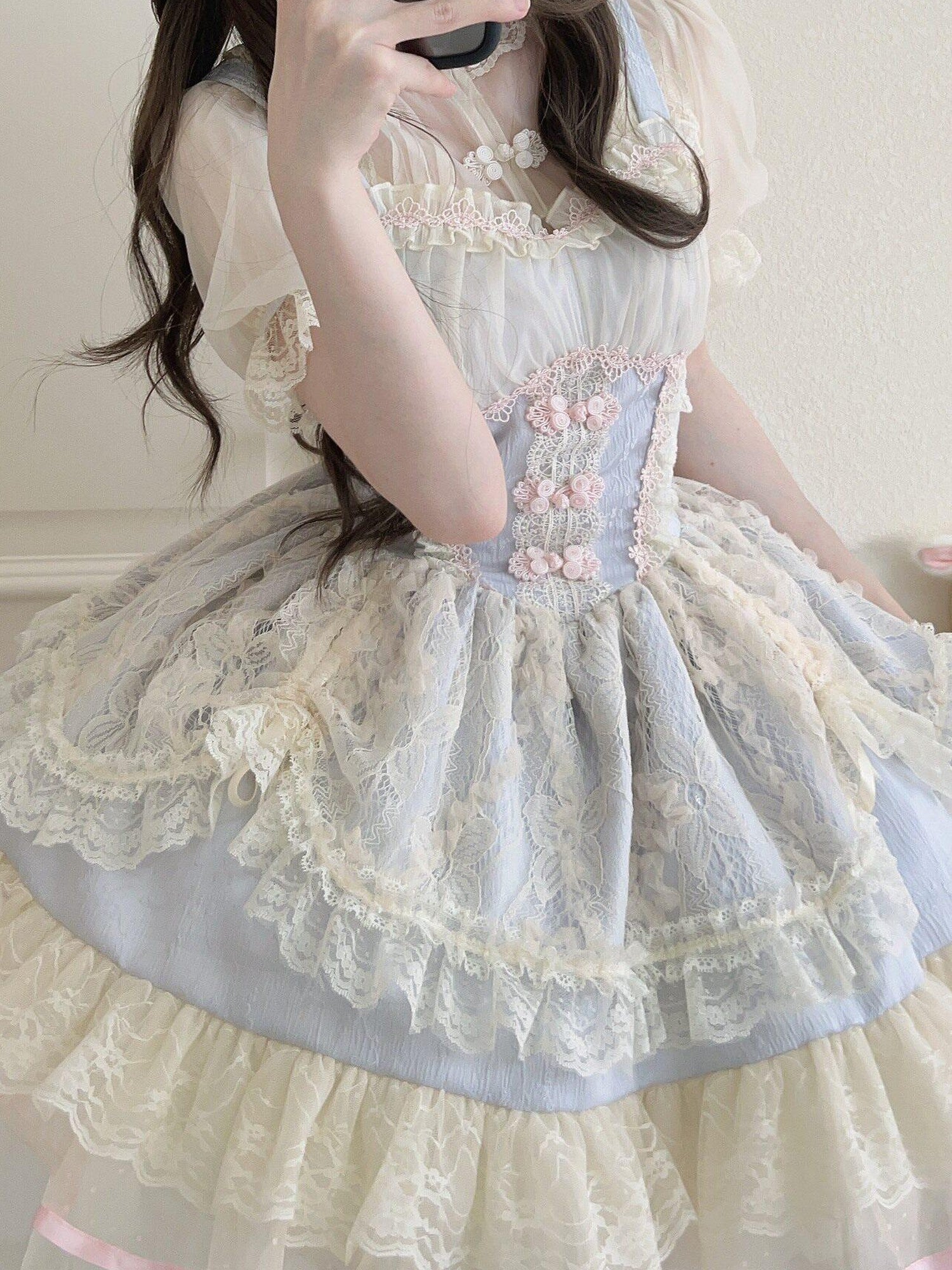 Sugar Girl Ballet Lolita Spaghetti Strap High Waist Women's Chiffon Jsk / Jumper Skirts