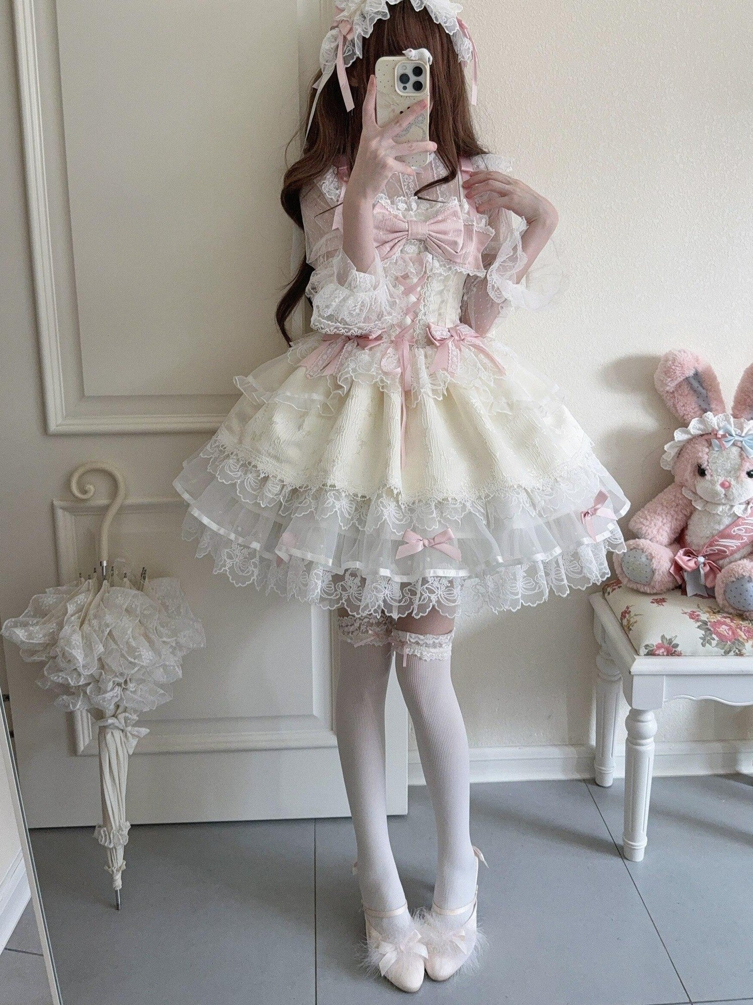 Sugar Girl Ballet Style Back Bow Strappy Fitted Women's Jsk / Jumper Skirts