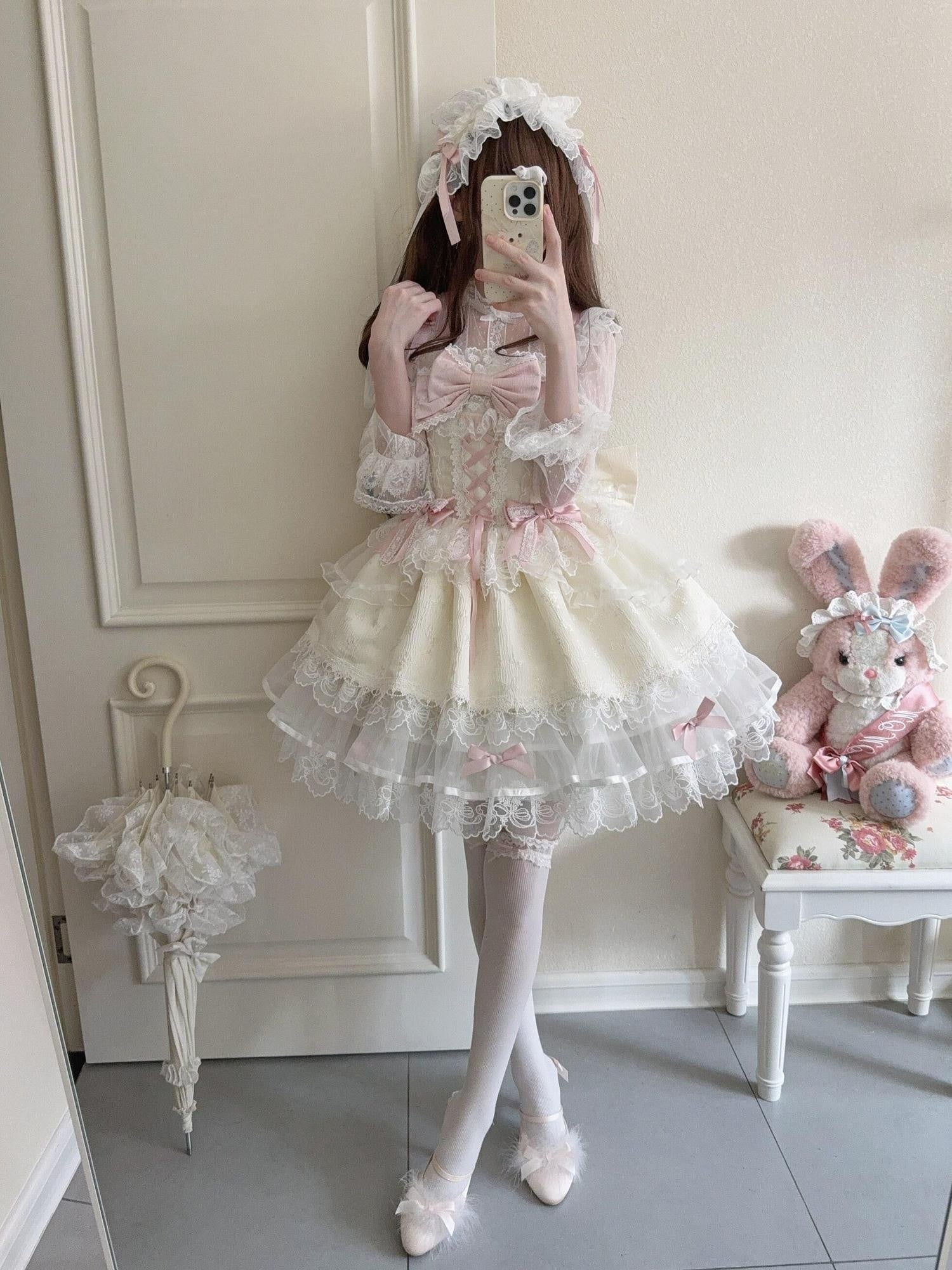 Sugar Girl Ballet Style Back Bow Strappy Fitted Women's Jsk / Jumper Skirts