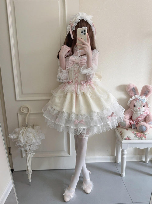 Sugar Girl Ballet Style Back Bow Strappy Fitted Women's Jsk / Jumper Skirts